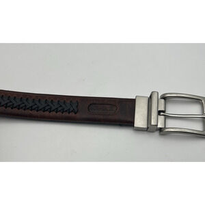 Columbia Braided Leather Trim Two Tone Men's Belt Sz 32 Reversible NEW